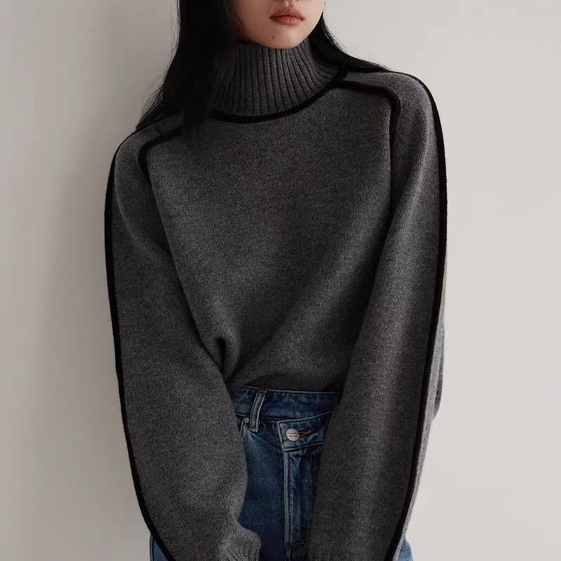 Three-dimensional casual loose knitted pullover