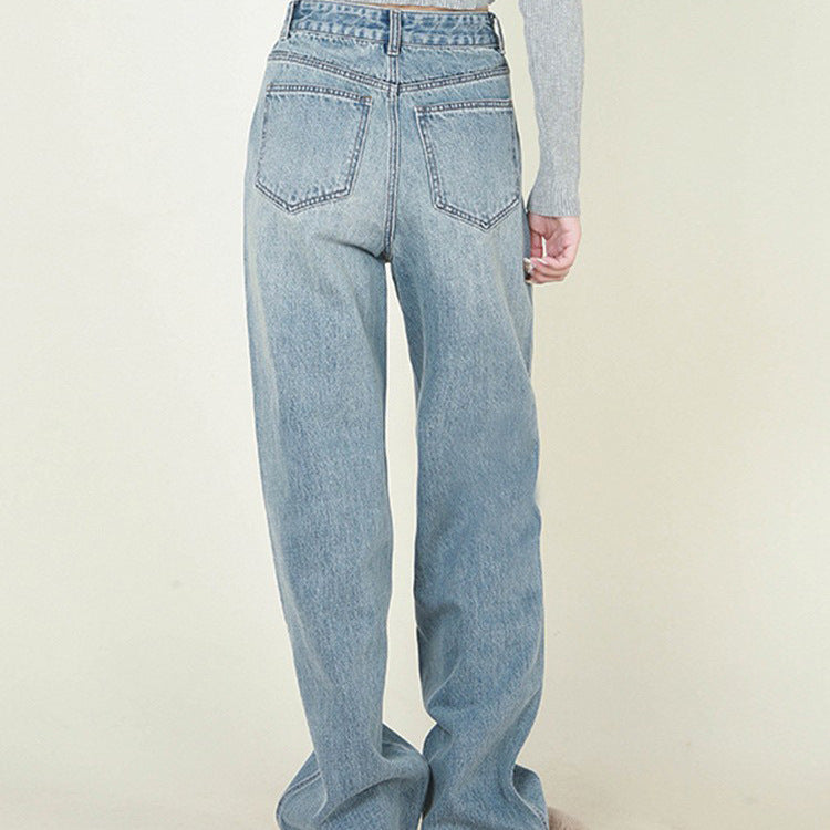 High waist loose daddy denim trousers