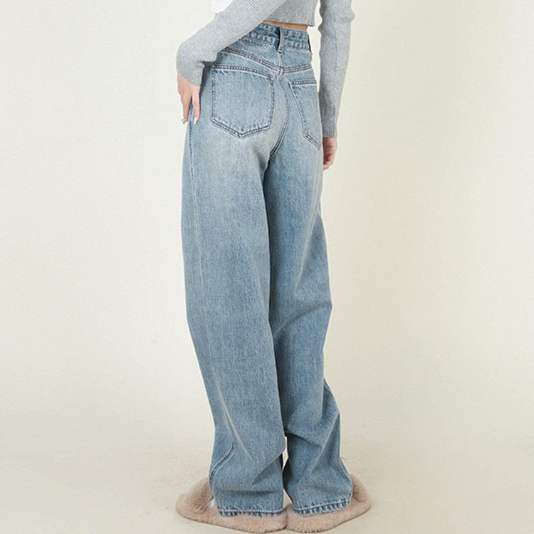 High waist loose daddy denim trousers