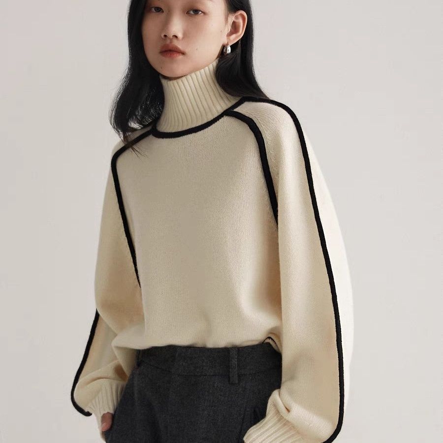 Three-dimensional casual loose knitted pullover