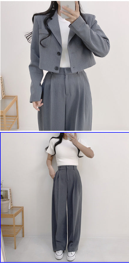 Minimalist french collar jacket And pants