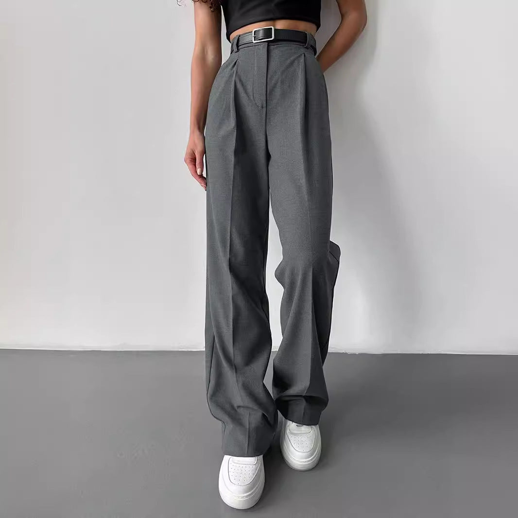 Temperament loose straight trousers