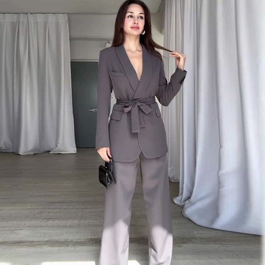 Tight high waist wide leg pants commuter suit