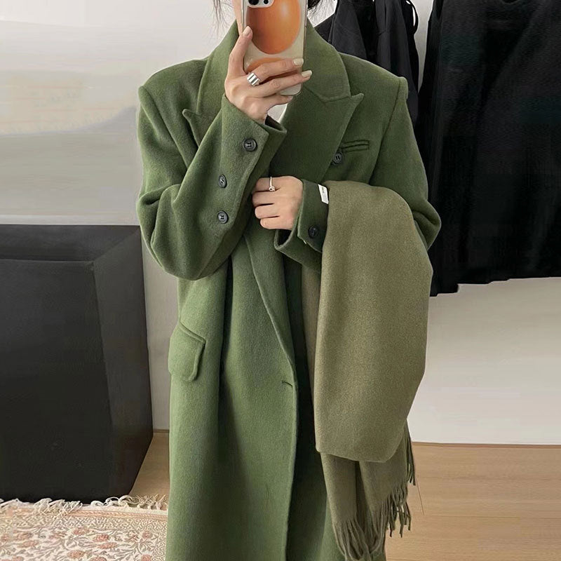 Irregular cufflink woolen coat