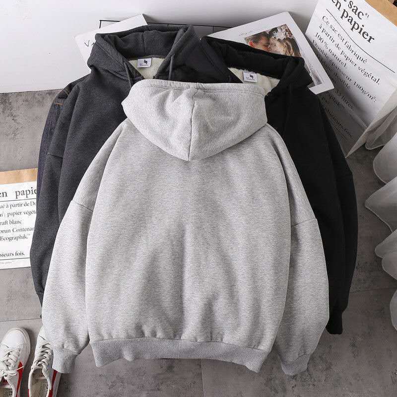 Lamb wool loose velvet hoodie