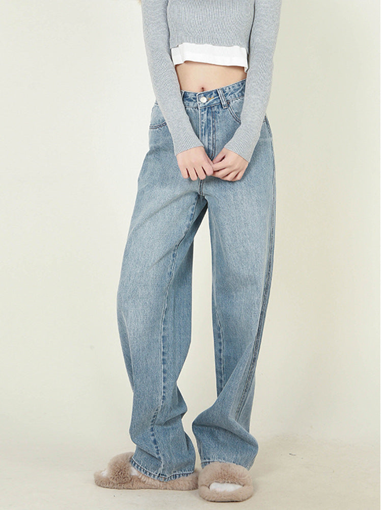 High waist loose daddy denim trousers