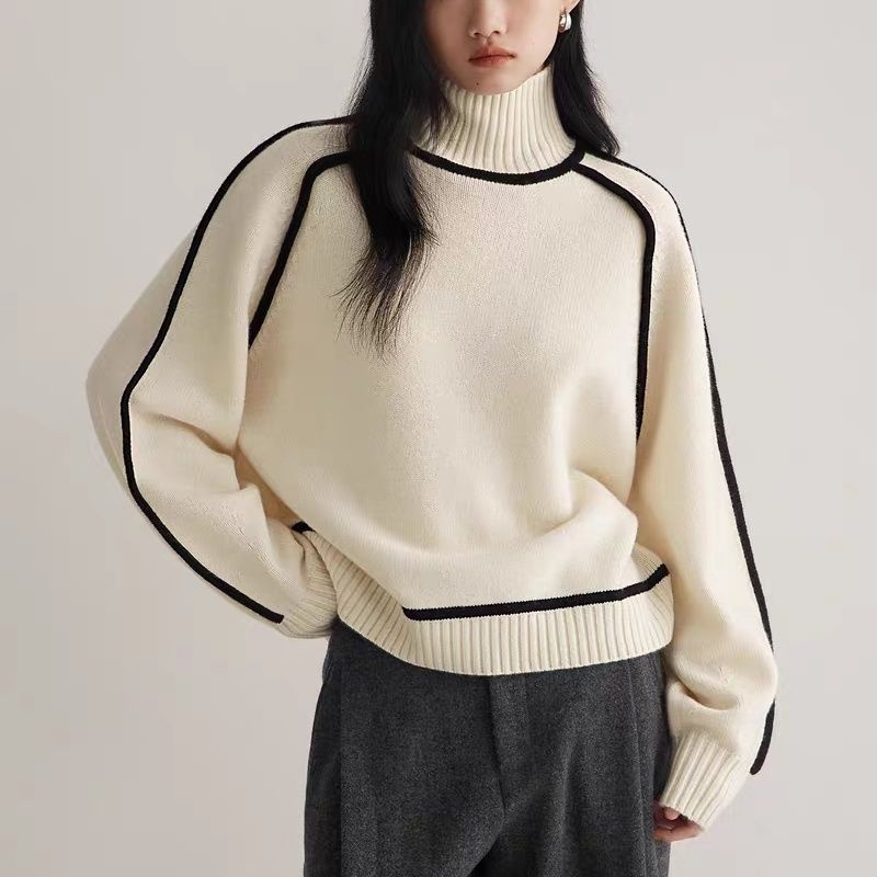 Three-dimensional casual loose knitted pullover