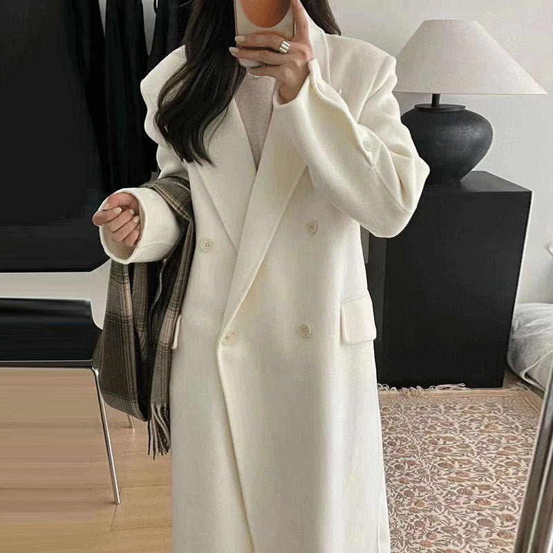 Irregular cufflink woolen coat