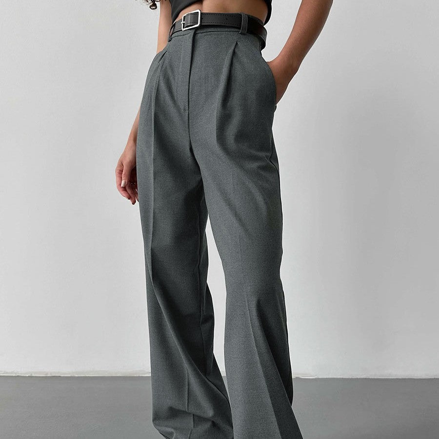 Temperament loose straight trousers