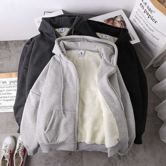 Lamb wool loose velvet hoodie