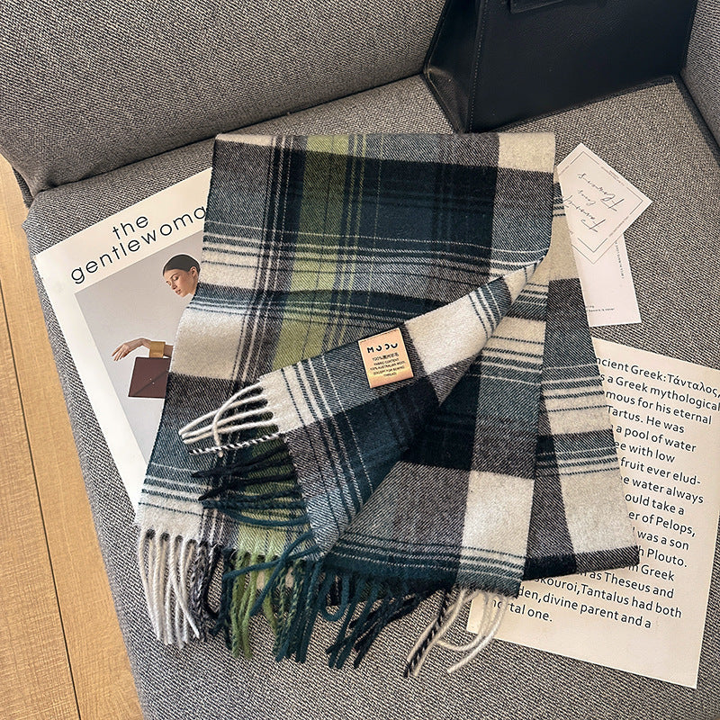 Pure wool plaid scarf