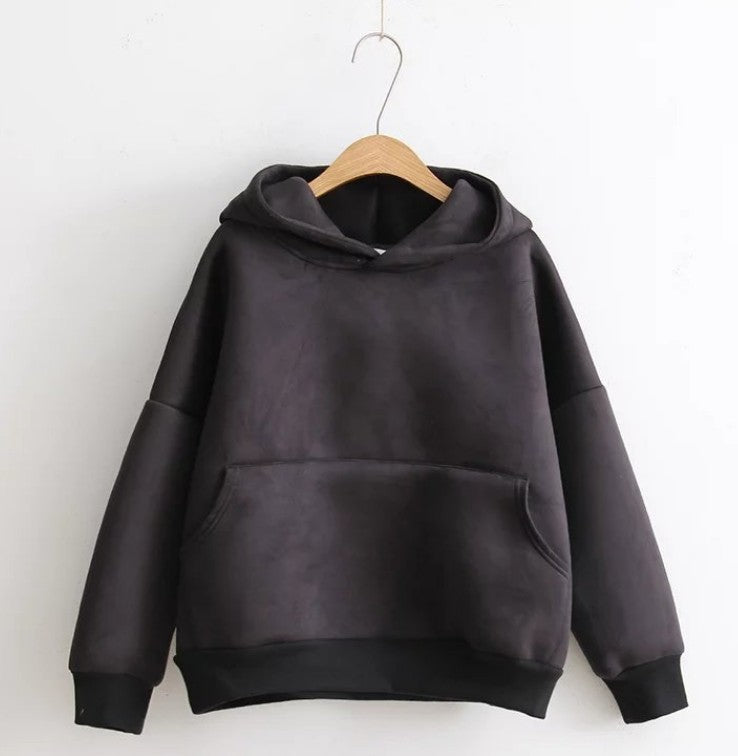 Suede sweatshirt hoodie