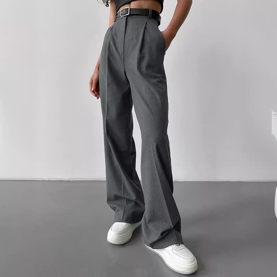 Temperament loose straight trousers