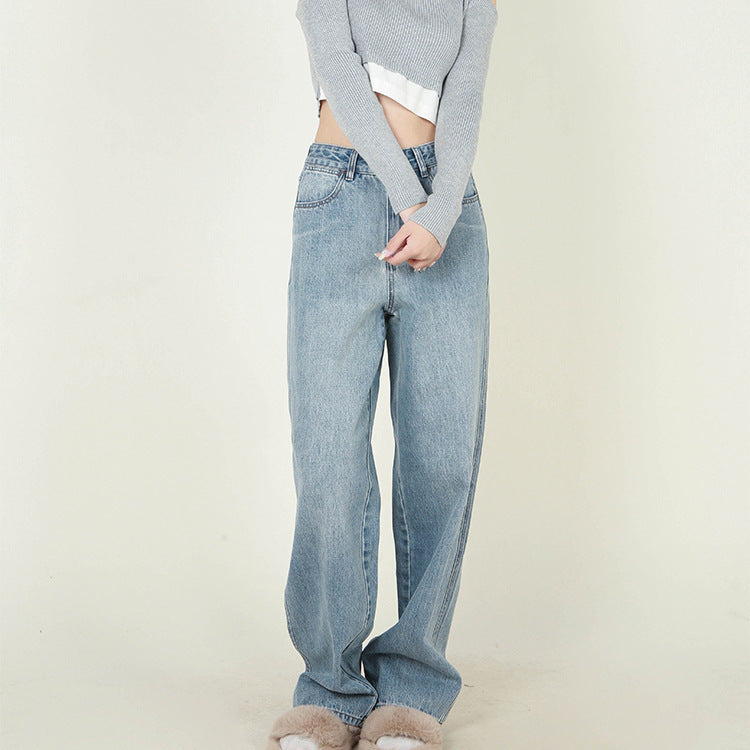 High waist loose daddy denim trousers