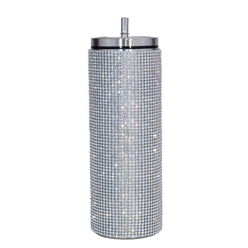 Stainless steel cup with straw