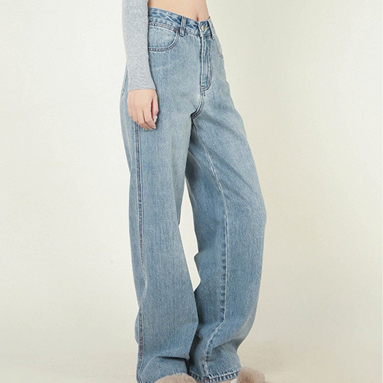 High waist loose daddy denim trousers