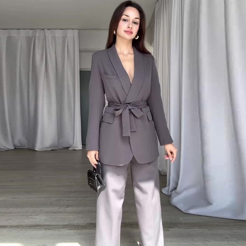 Tight high waist wide leg pants commuter suit