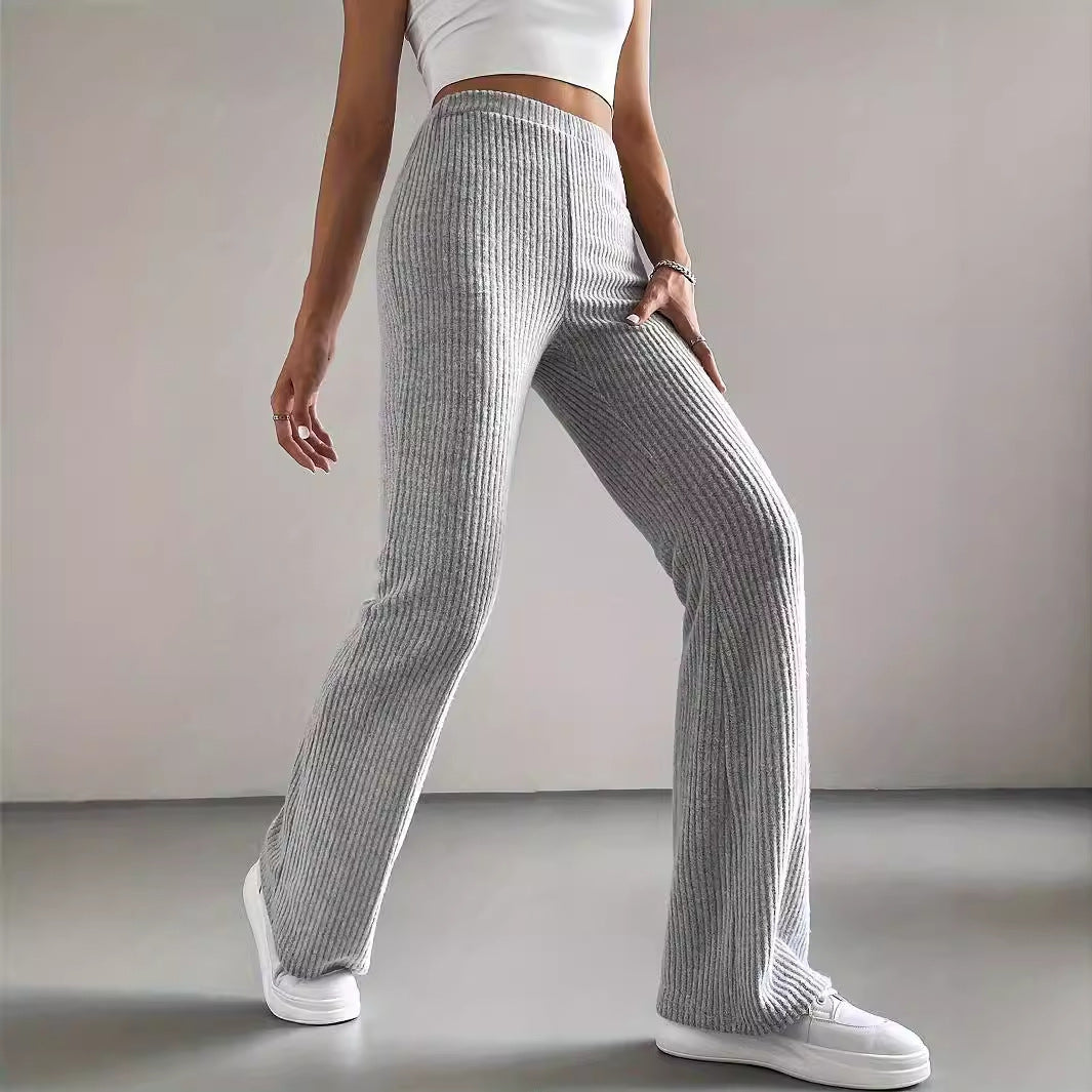 Rib knit bootcut trousers