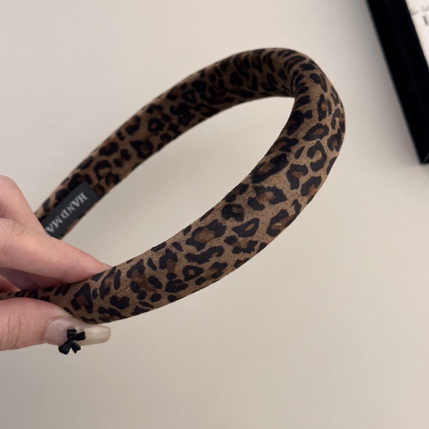 Leopard print velvet sponge headband