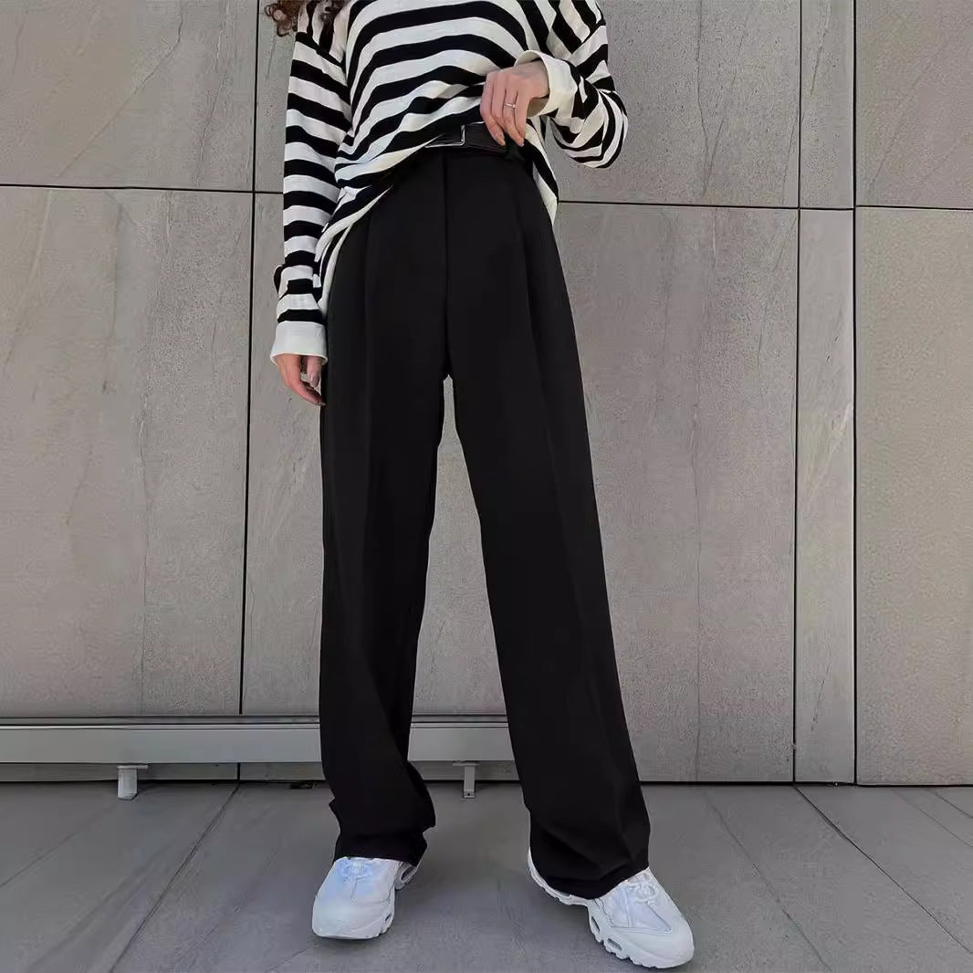 Temperament loose straight trousers