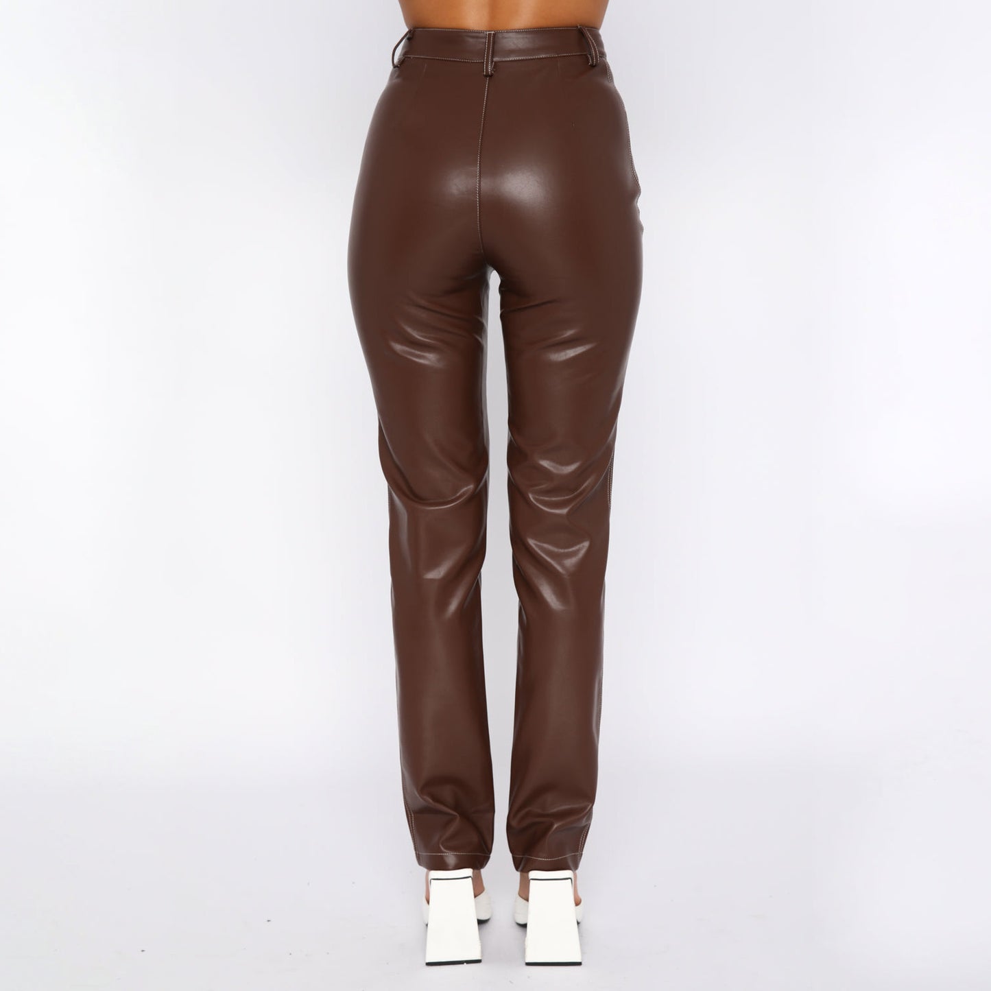 High elasticity PU leather pants