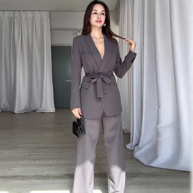 Tight high waist wide leg pants commuter suit