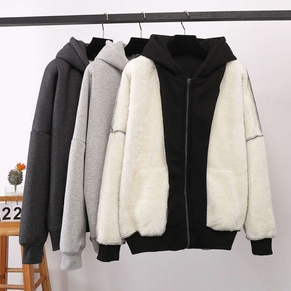 Lamb wool loose velvet hoodie