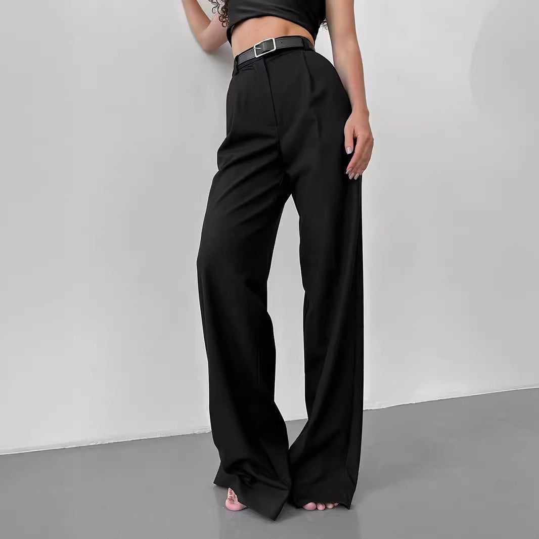 Temperament loose straight trousers